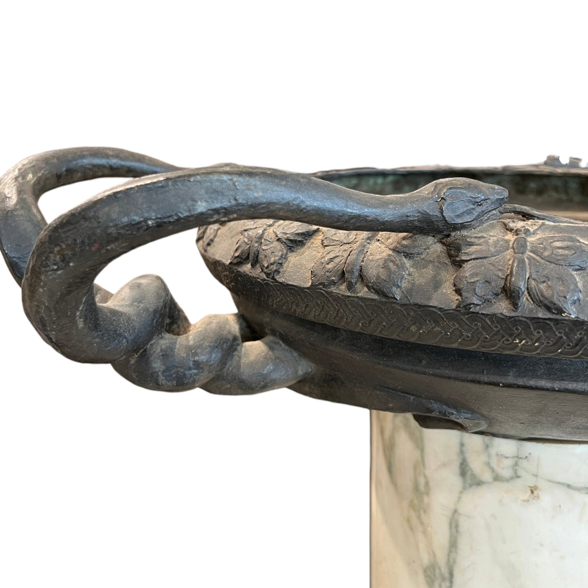 Late 18th–Early 19th Century Italian Grand Tour Breccia d’Aleppo Marble Columns with Bronze Urns