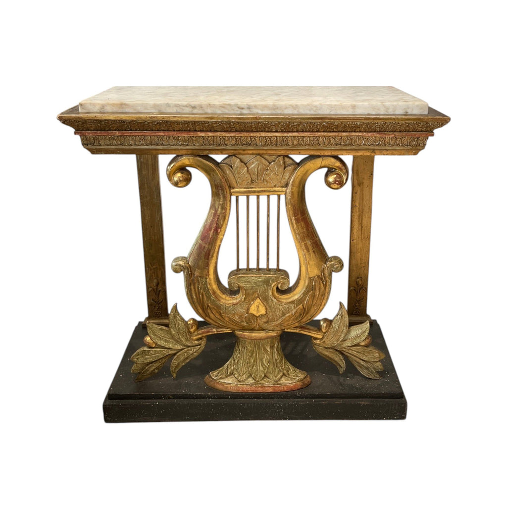 19th Century Swedish Lyre Console with Marble Top by Carl Johan