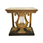19th Century Swedish Lyre Console with Marble Top by Carl Johan