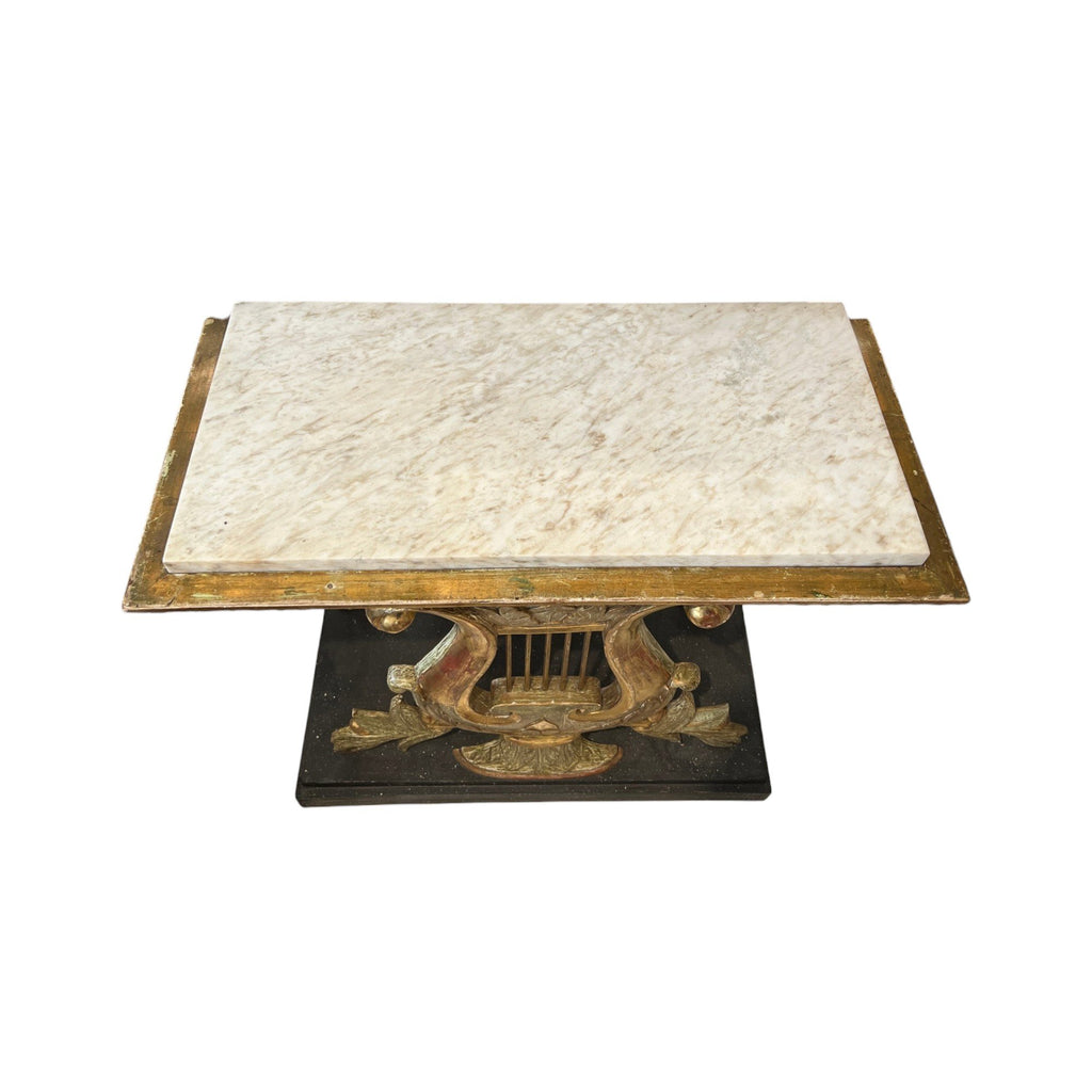 19th Century Swedish Lyre Console with Marble Top by Carl Johan
