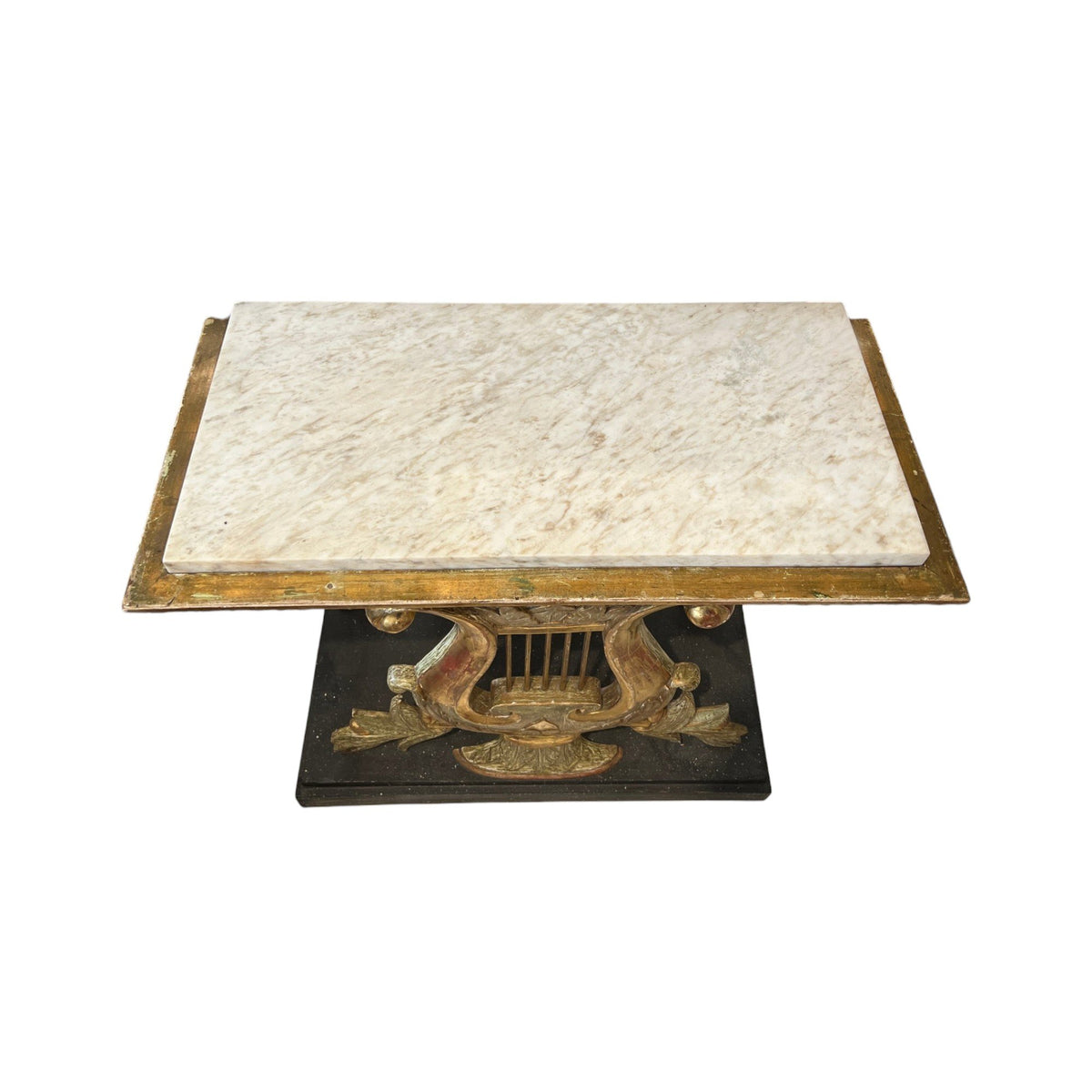 19th Century Swedish Lyre Console with Marble Top by Carl Johan