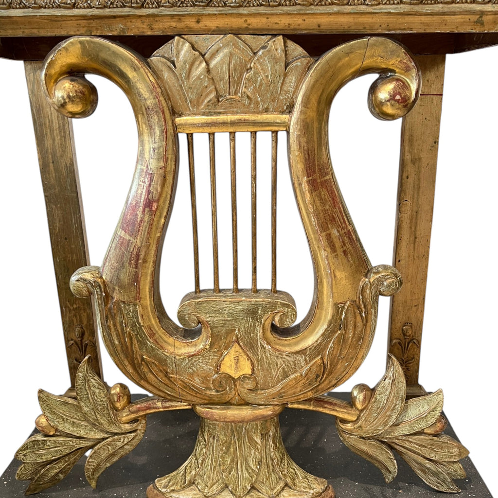 19th Century Swedish Lyre Console with Marble Top by Carl Johan