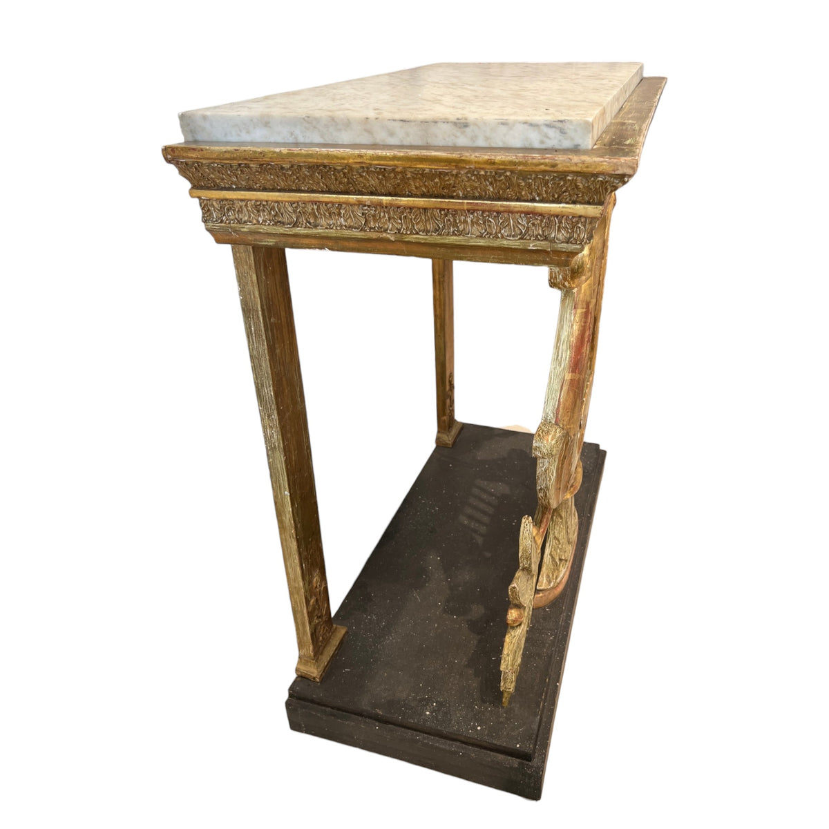 19th Century Swedish Lyre Console with Marble Top by Carl Johan