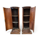 19th Century Italian Pair of Walnut Reeded Pedestals