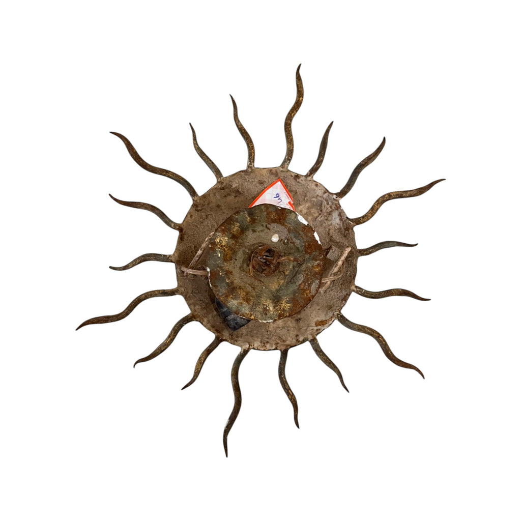 Vintage Spanish Gilded Iron Sun Chandelier