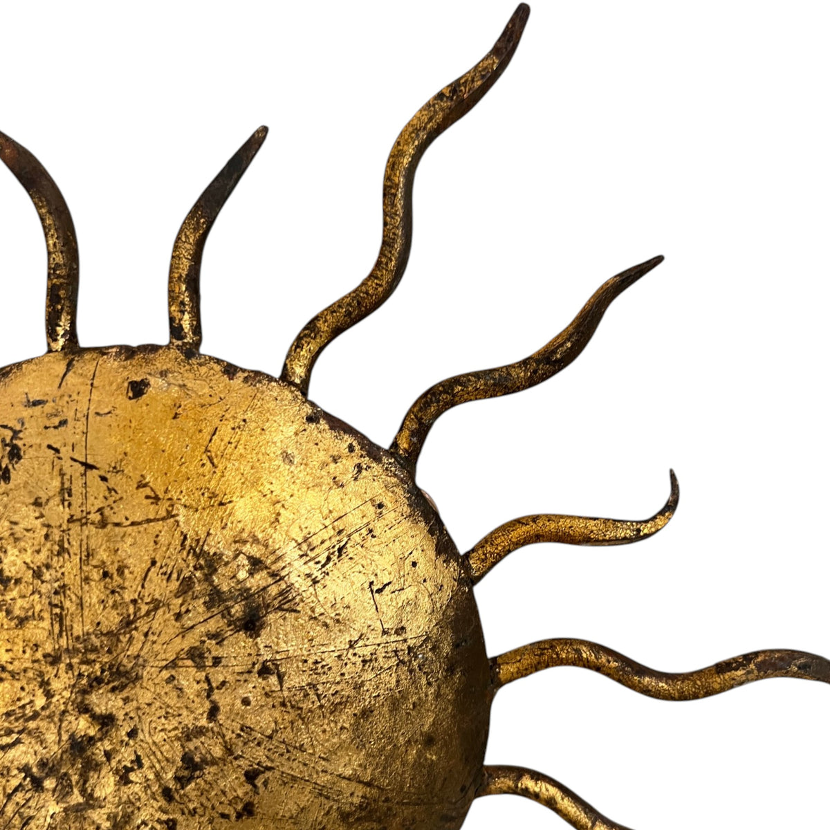 Vintage Spanish Gilded Iron Sun Chandelier