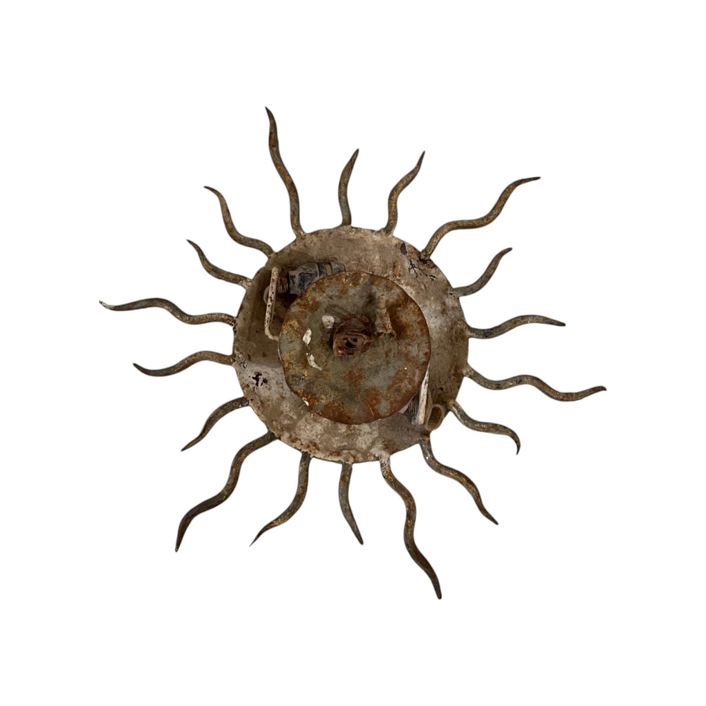 Vintage Spanish Gilded Iron Sun Chandelier