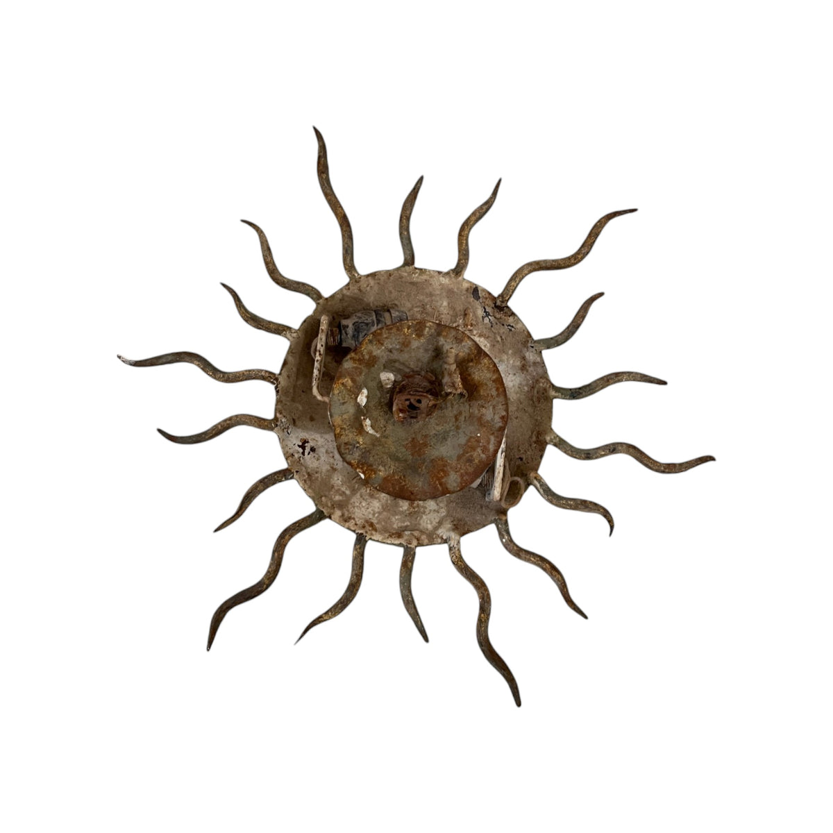 Vintage Spanish Gilded Iron Sun Chandelier
