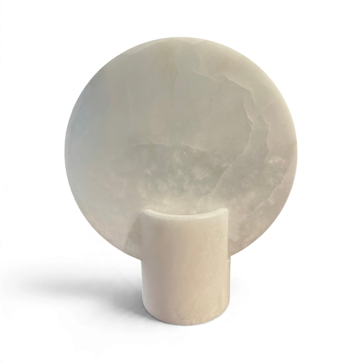 Contemporary Spanish Pair of White Alabaster Disc Lamps - Small