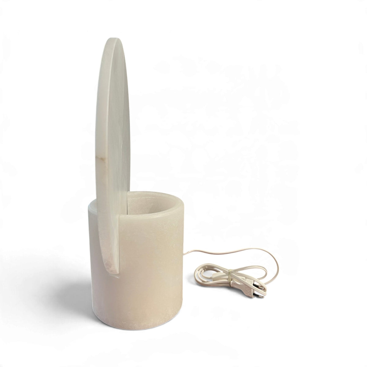 Contemporary Spanish Pair of White Alabaster Disc Lamps - Small