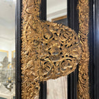 18th Century Belgian Mirror with Ebonized Wood & Embossed Copper