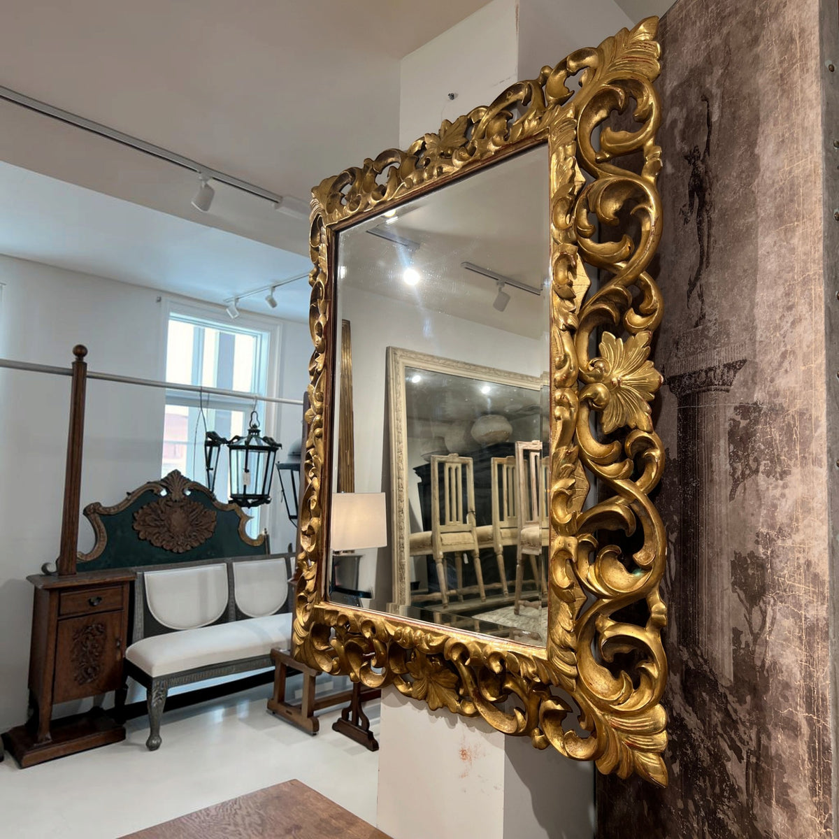 19th Century French Baroque Gilded Wood Mirror