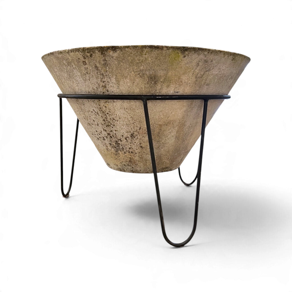 Vintage European Jardiniere with Iron Stand