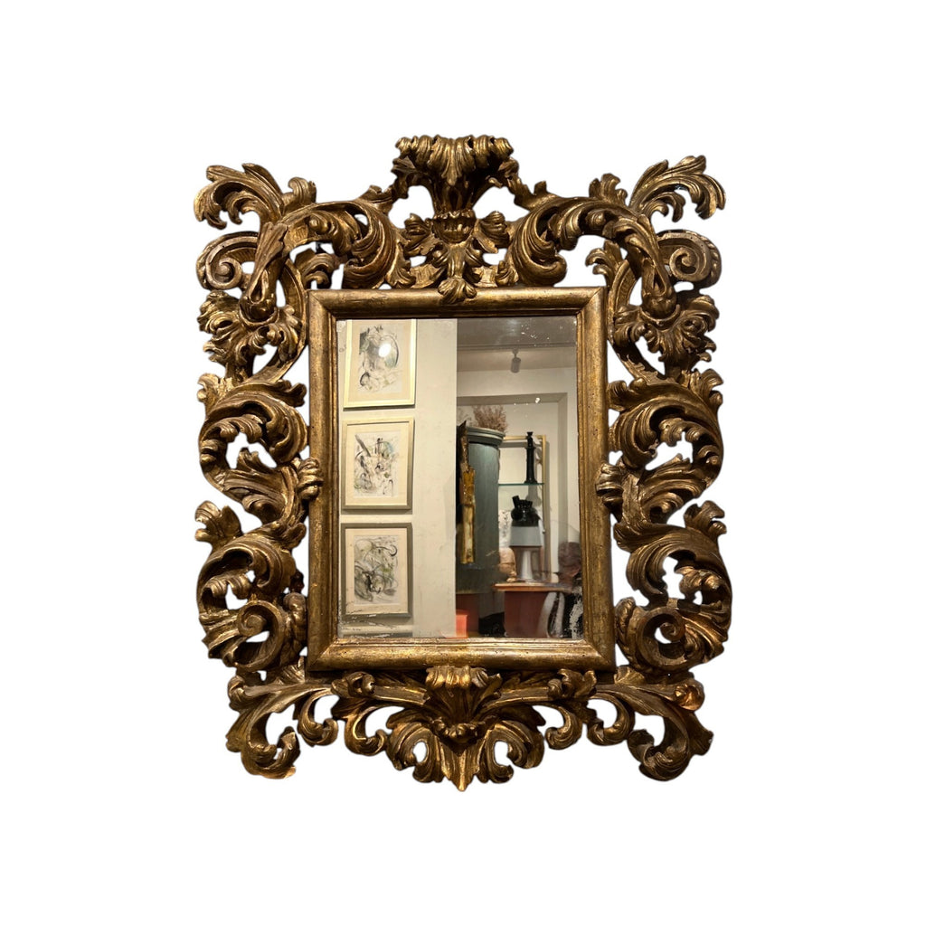 18th Century Italian Molded Stuccoed Gilded Wood Mirror