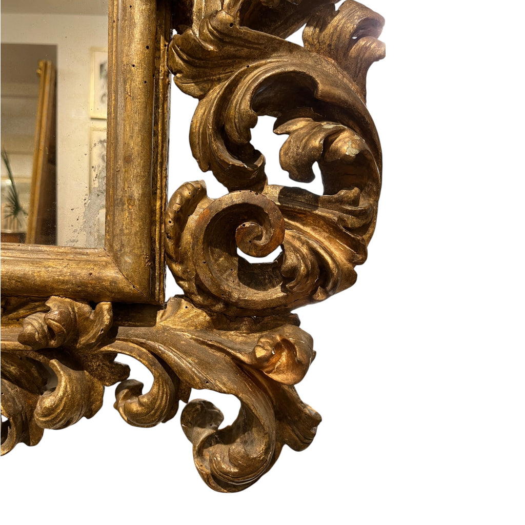 18th Century Italian Molded Stuccoed Gilded Wood Mirror
