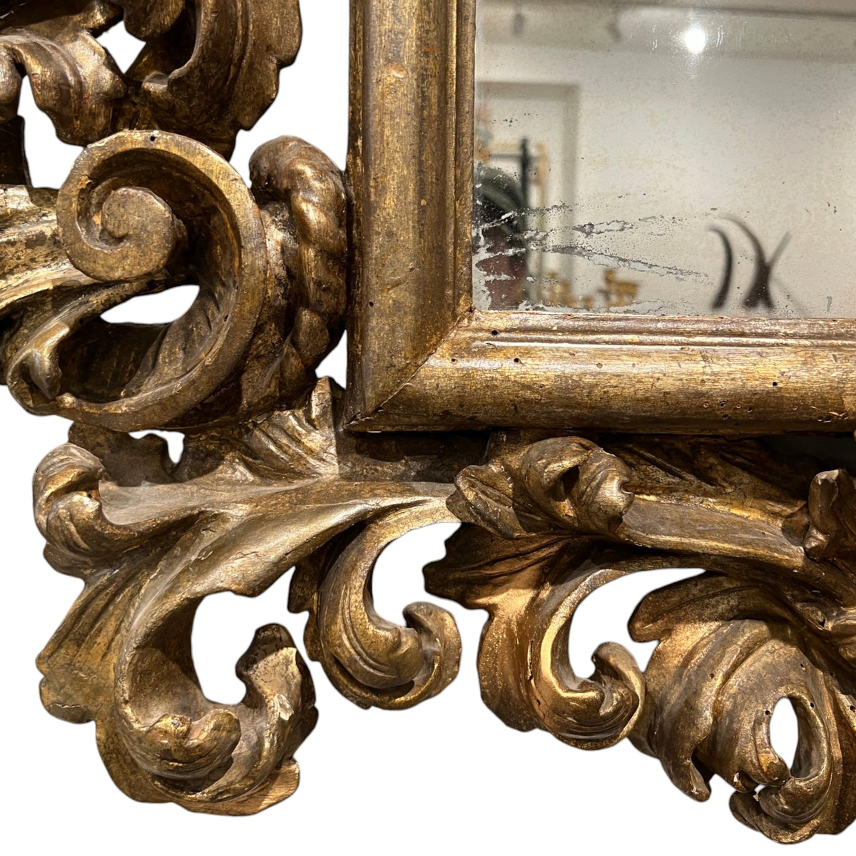 18th Century Italian Molded Stuccoed Gilded Wood Mirror