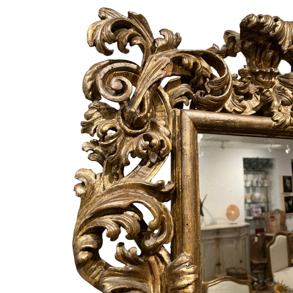 18th Century Italian Molded Stuccoed Gilded Wood Mirror