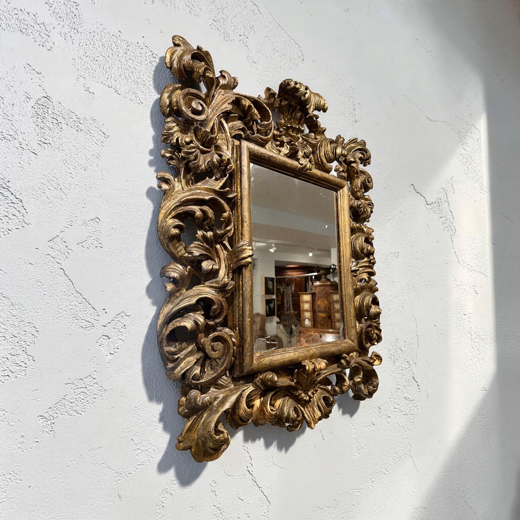 18th Century Italian Molded Stuccoed Gilded Wood Mirror