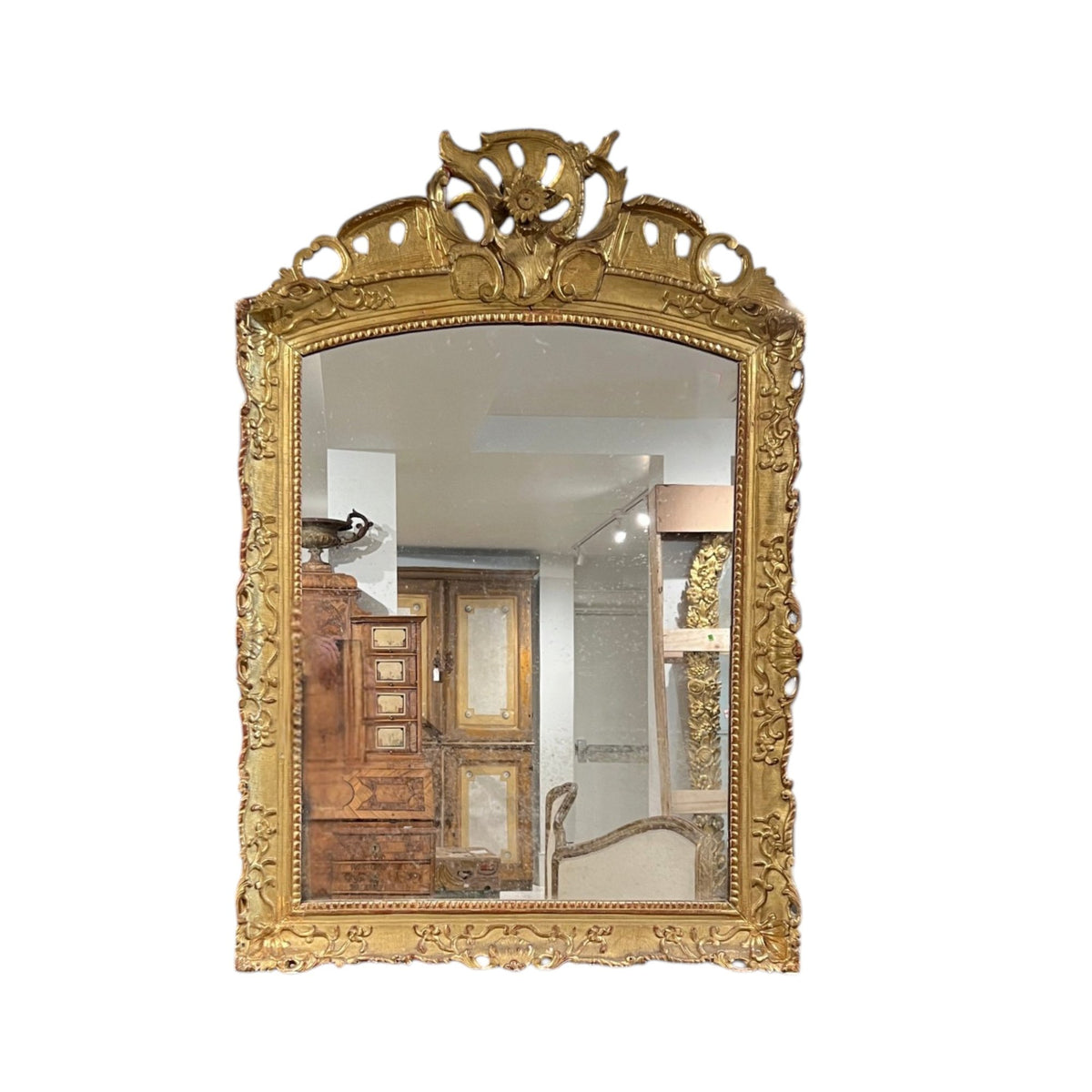 18th Century French Regence Mirror with Sunflower