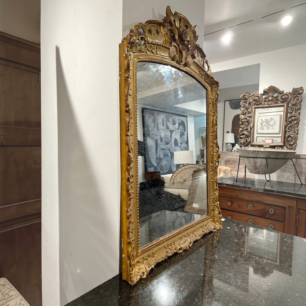 18th Century French Regence Mirror with Sunflower