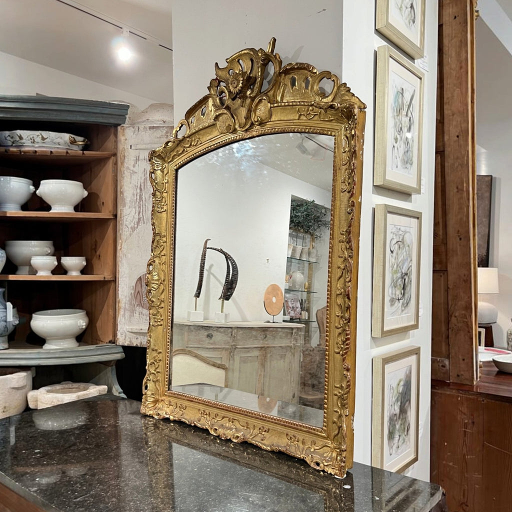 18th Century French Regence Mirror with Sunflower