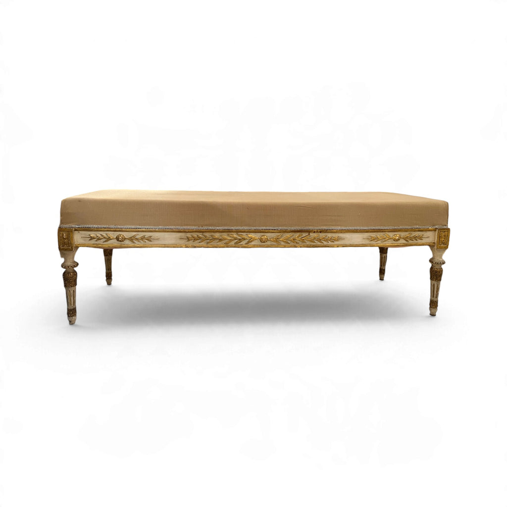 19th Century Italian Neoclassical Painted & Gilded Bench