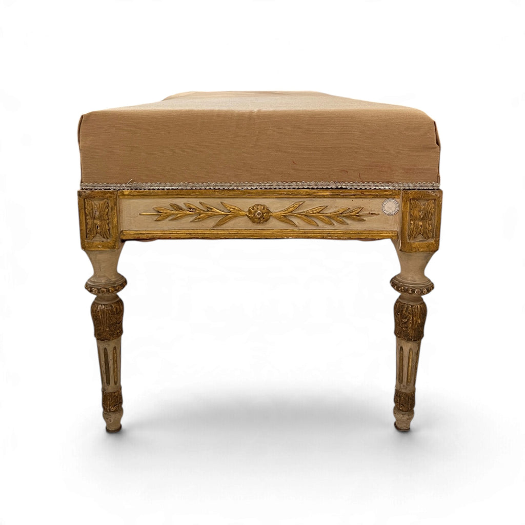 19th Century Italian Neoclassical Painted & Gilded Bench
