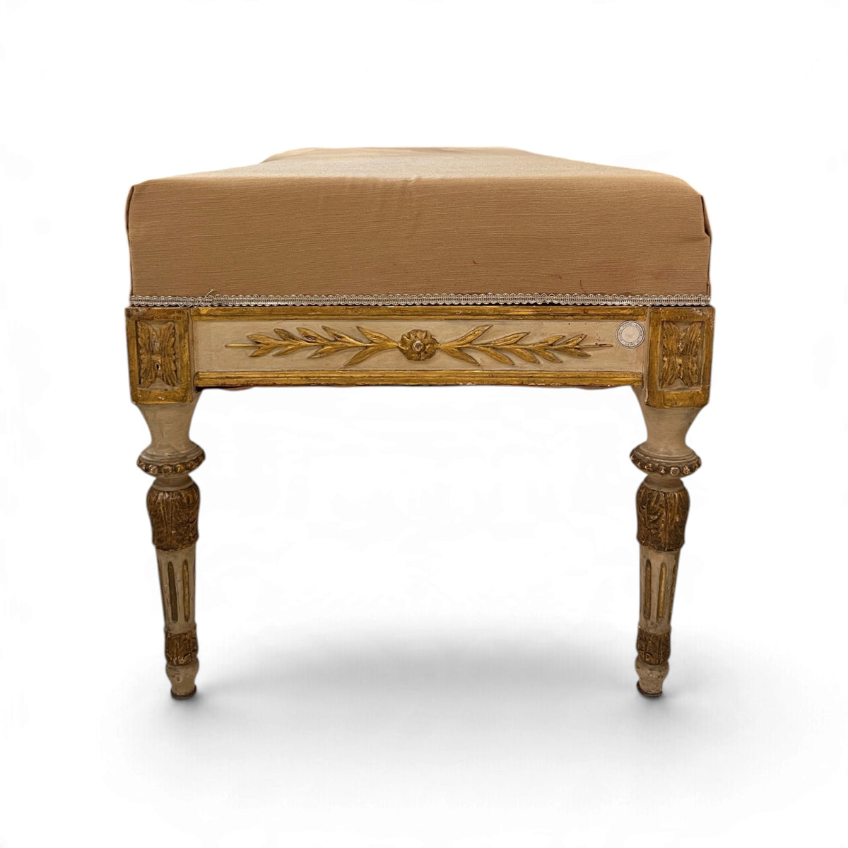 19th Century Italian Neoclassical Painted & Gilded Bench