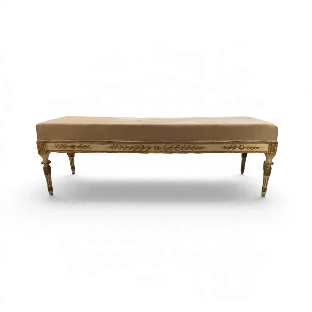 19th Century Italian Neoclassical Painted & Gilded Bench