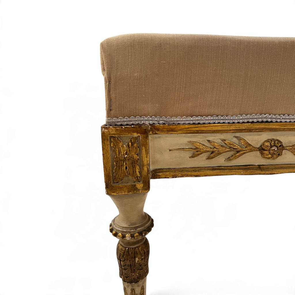 19th Century Italian Neoclassical Painted & Gilded Bench