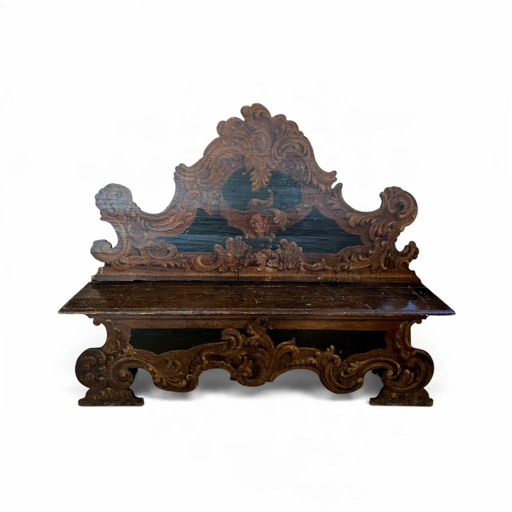 18th Century Italian Cassapanca Bench with Storage Under Seat