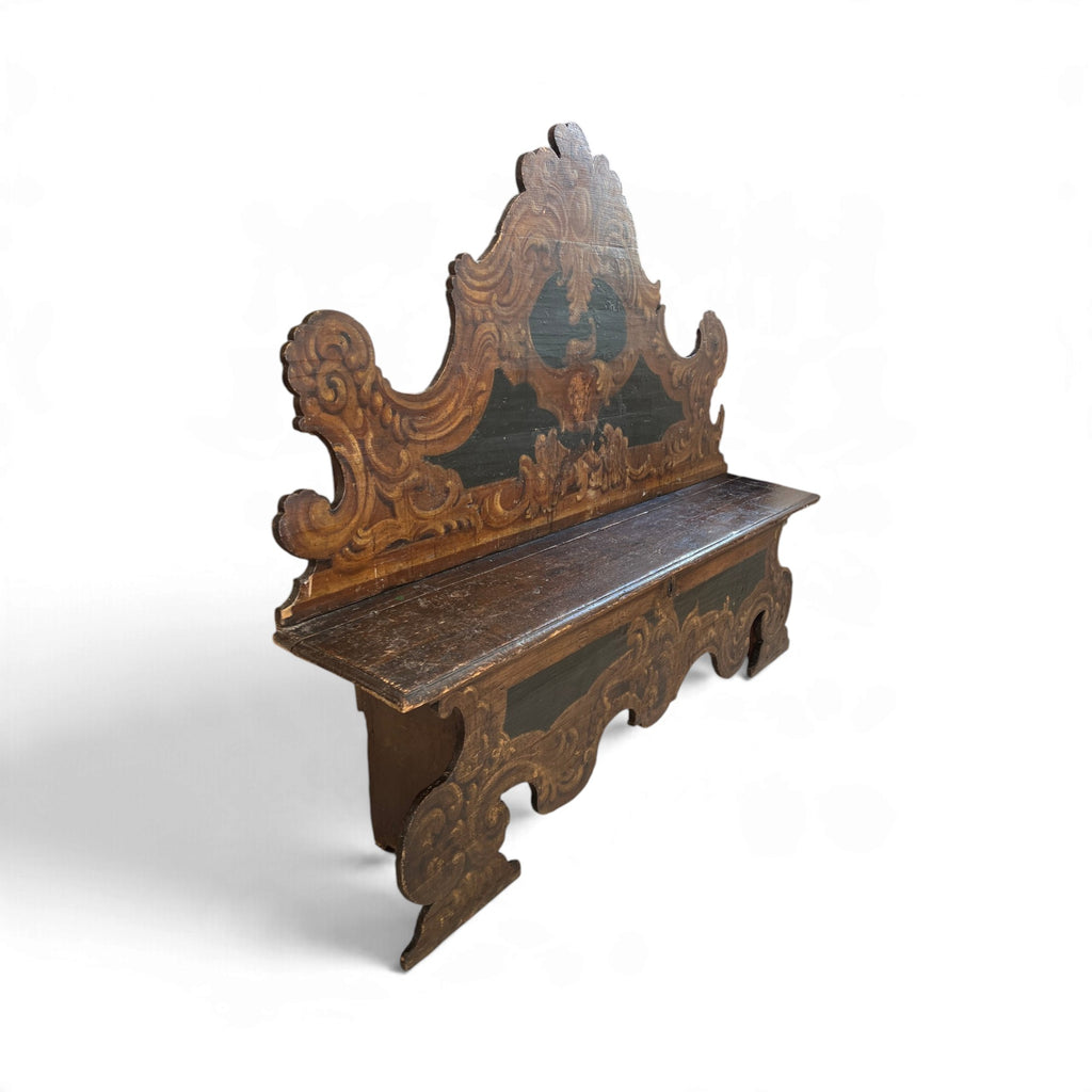 18th Century Italian Cassapanca Bench with Storage Under Seat