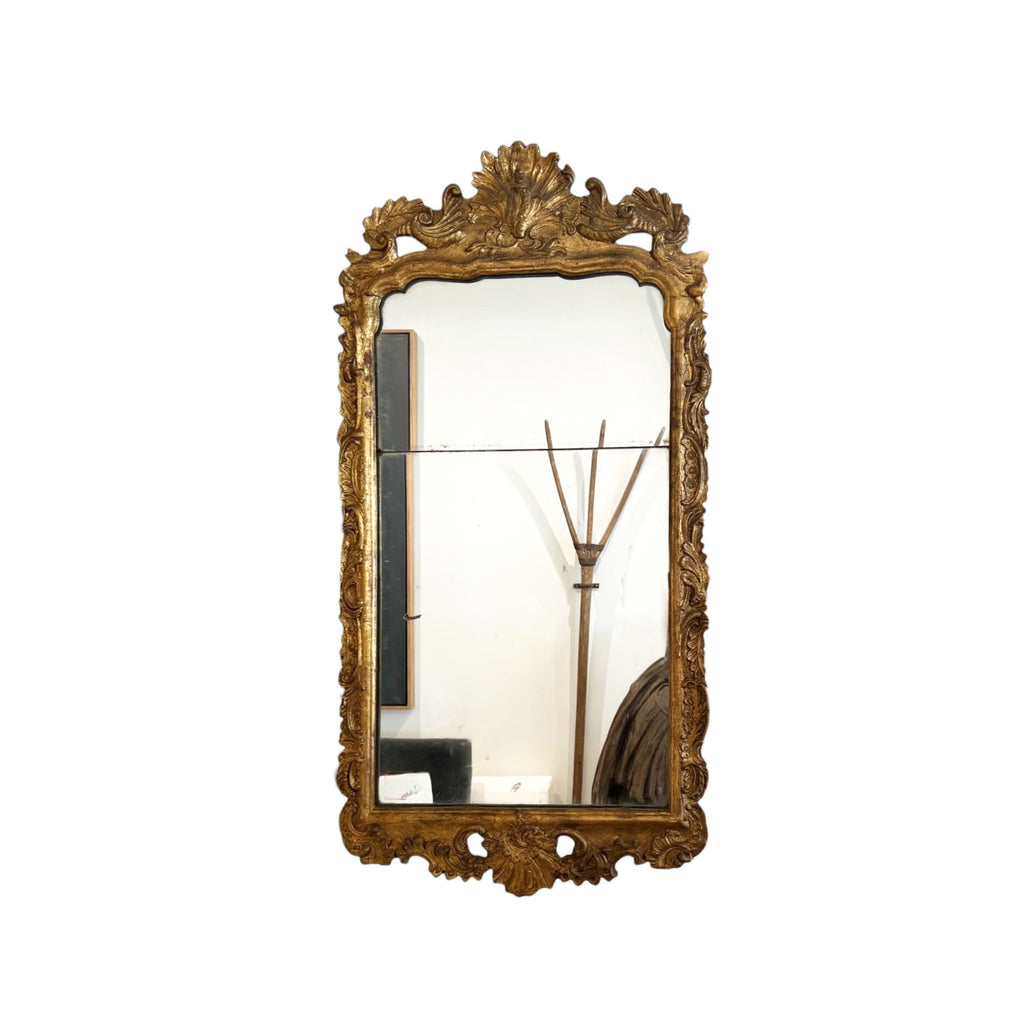 18th Century French Gilded Mercury Mirror with Shells, Acanthus & Roaille