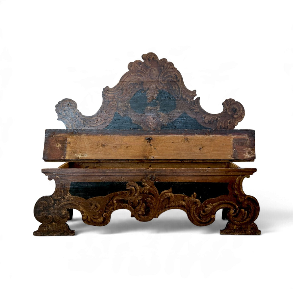 18th Century Italian Cassapanca Bench with Storage Under Seat
