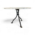 19th Century French Faux Bois Iron Table with White Marble Oval Top