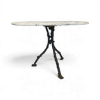 19th Century French Faux Bois Iron Table with White Marble Oval Top