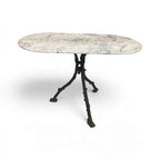 19th Century French Faux Bois Iron Table with White Marble Oval Top