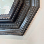 18th Century French Louis XIV Ebonized Octagonal Carved Frame with Original Mirror
