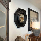 18th Century French Louis XIV Ebonized Octagonal Carved Frame with Original Mirror