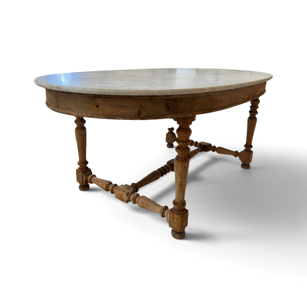 19th Century French Gibier Table with White Marble Top from a Chateau