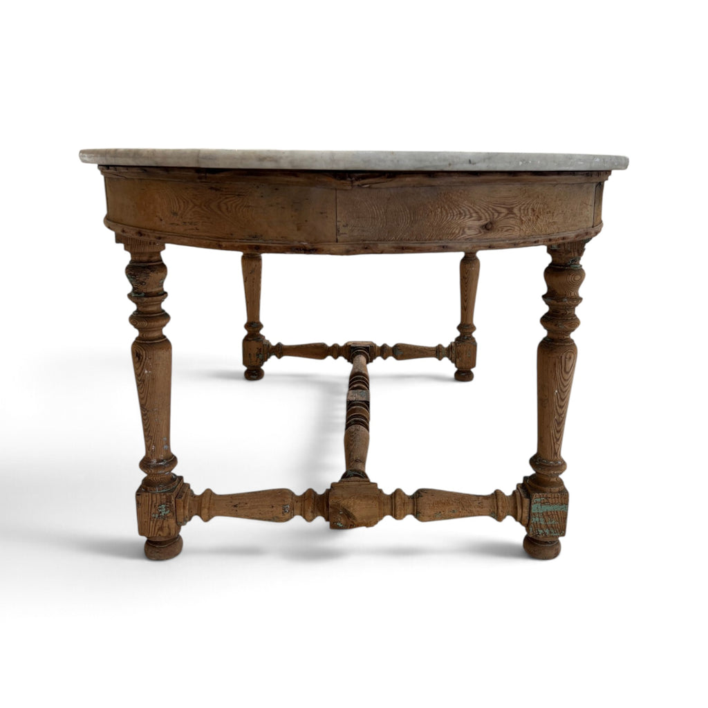 19th Century French Gibier Table with White Marble Top from a Chateau