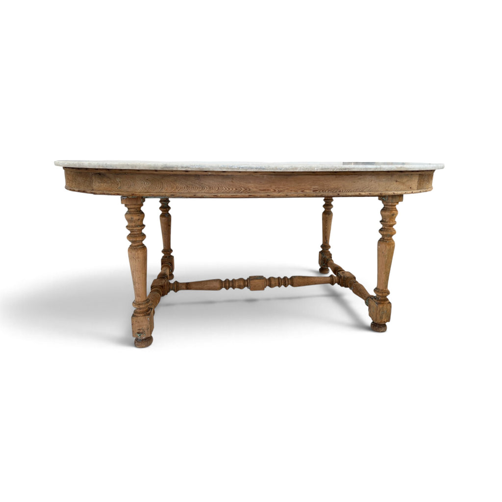 19th Century French Gibier Table with White Marble Top from a Chateau