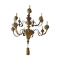 18th Century Italian Painted & Gilded Iron & Wood Chandelier with Tassel