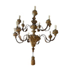 18th Century Italian Painted & Gilded Iron & Wood Chandelier with Tassel