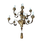 18th Century Italian Painted & Gilded Iron & Wood Chandelier with Tassel