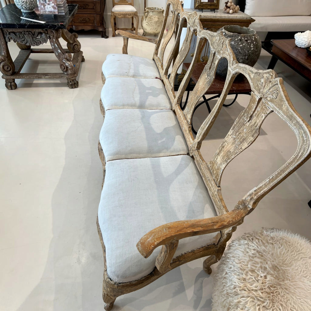 18th Century Swedish Rococo Bench