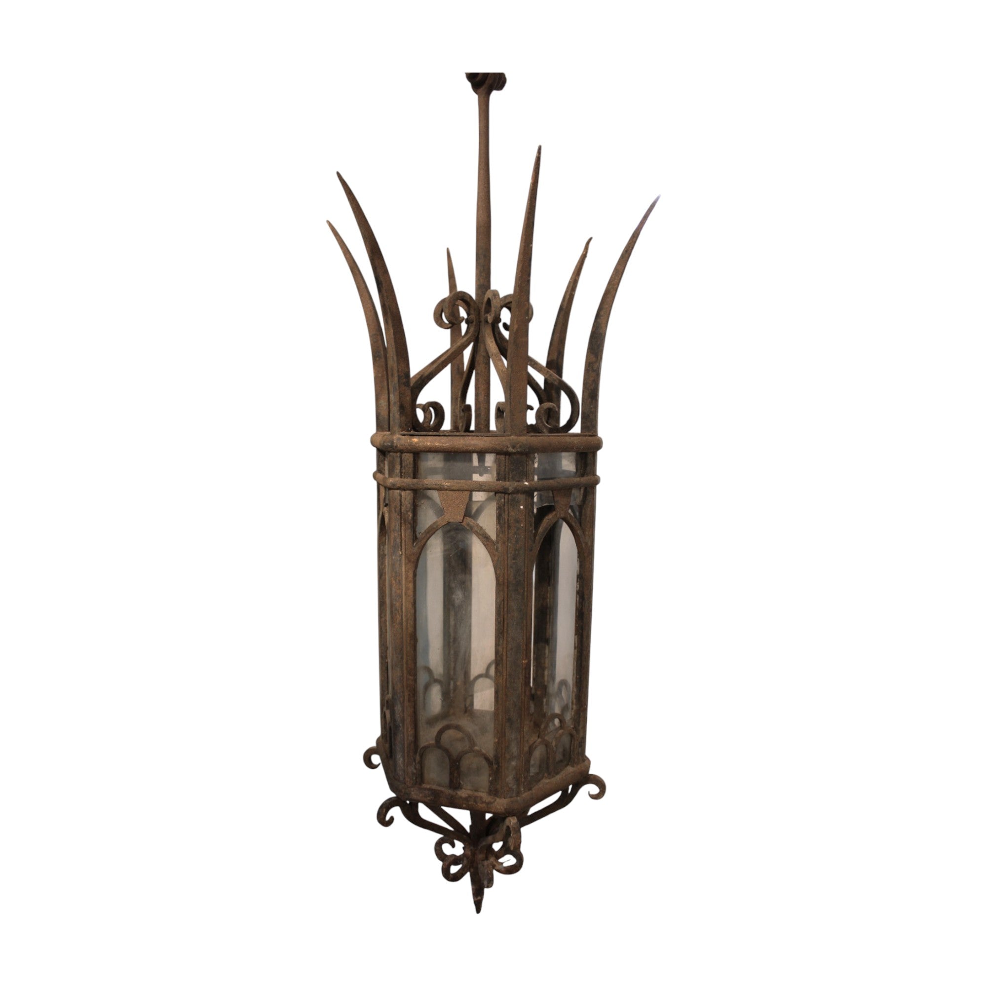 19th Century Italian Antique Gothic Iron Lantern