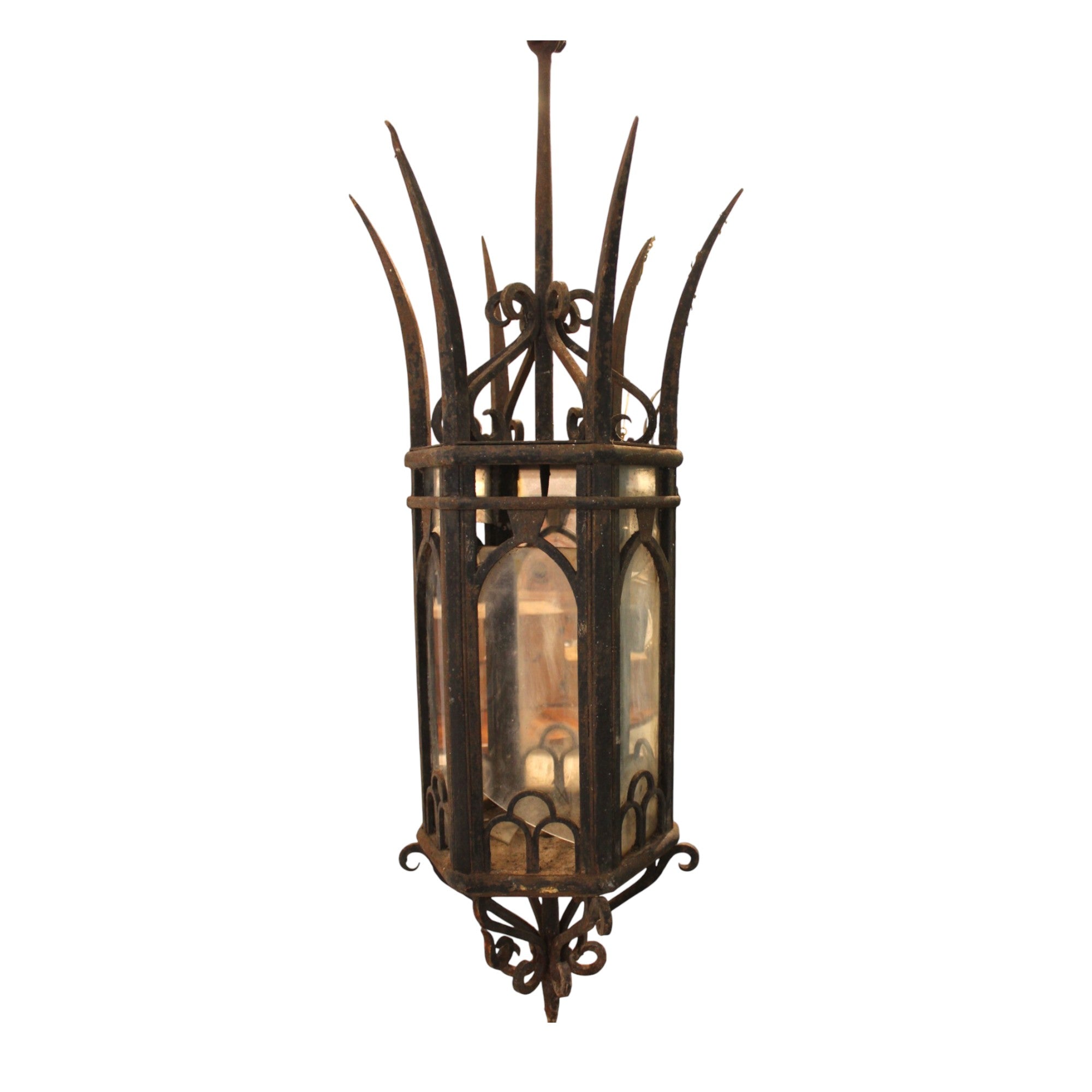 19th Century Italian Antique Gothic Iron Lantern