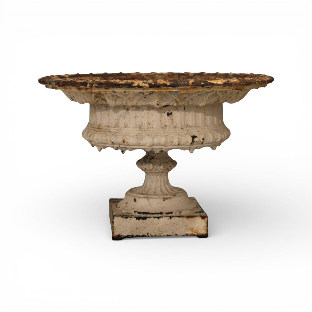 19th Century French Antique Pair of White Iron Jardinieres or Planters