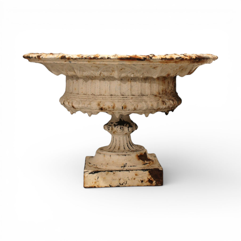 19th Century French Antique Pair of White Iron Jardinieres or Planters